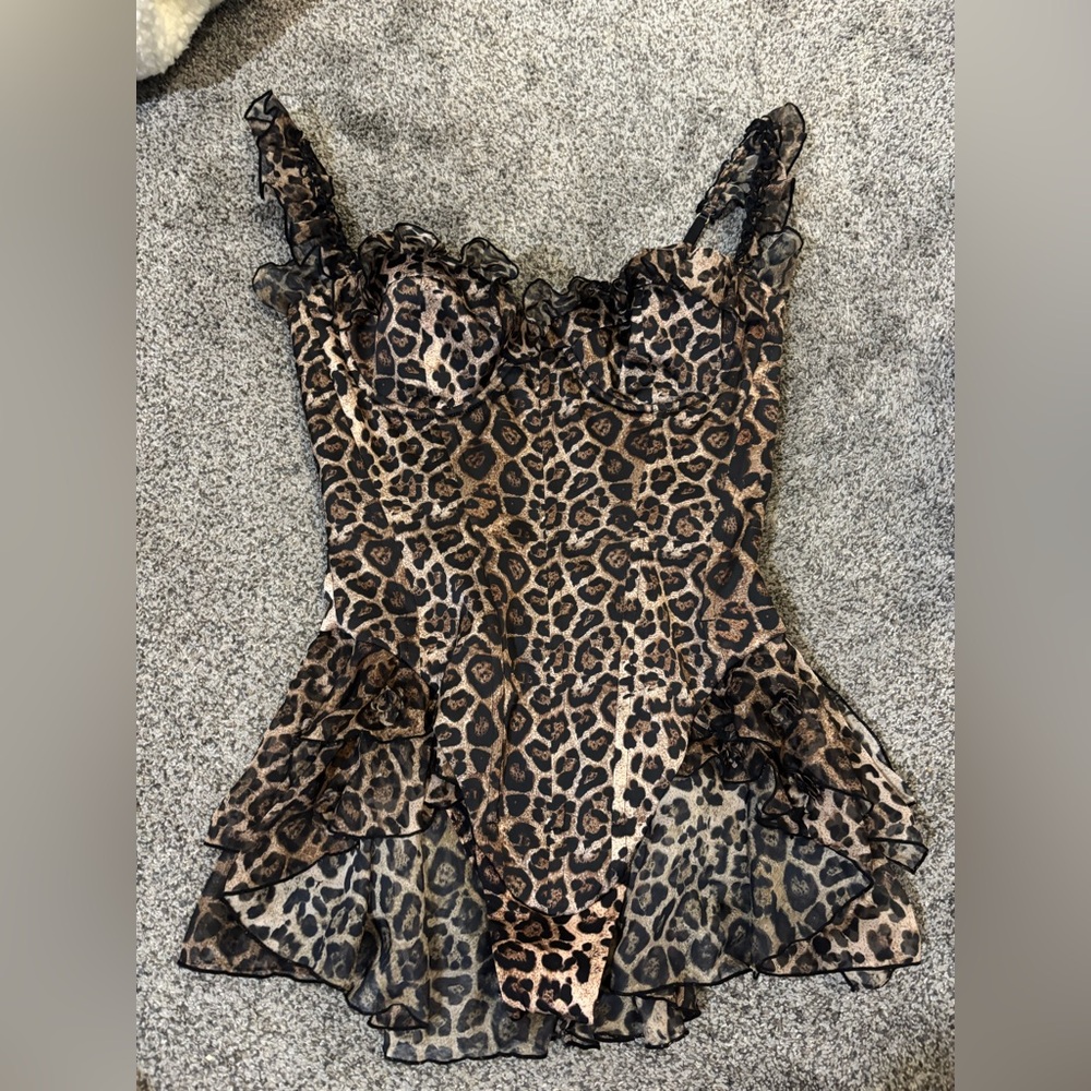 Oh Polly Leopard Print Ruffled Jumpsuit